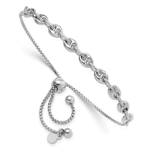 Kazi Luxury Sterling Silver Rhodium-plated Fancy Adjustable Bracelet